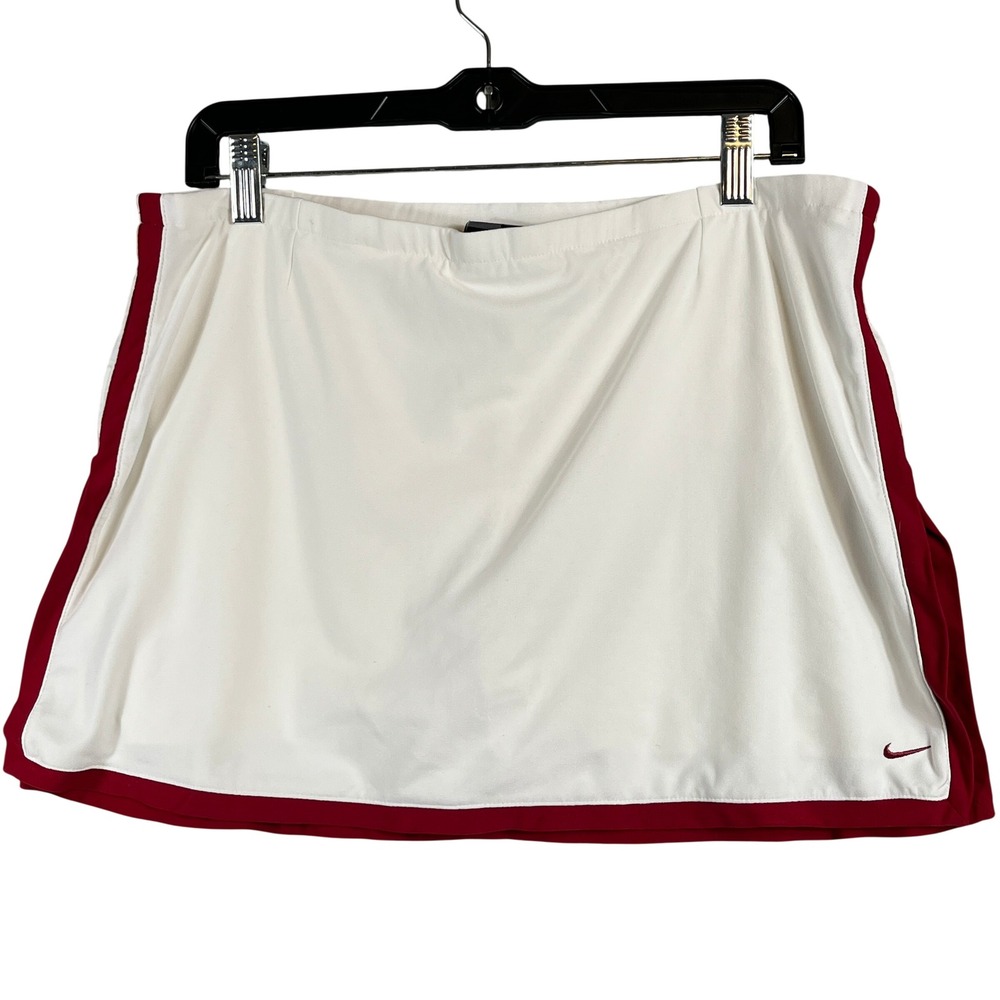 Nike Womens M Dri-FIT Tennis Skort White Red Athletic Golf Running Skirt Sporty